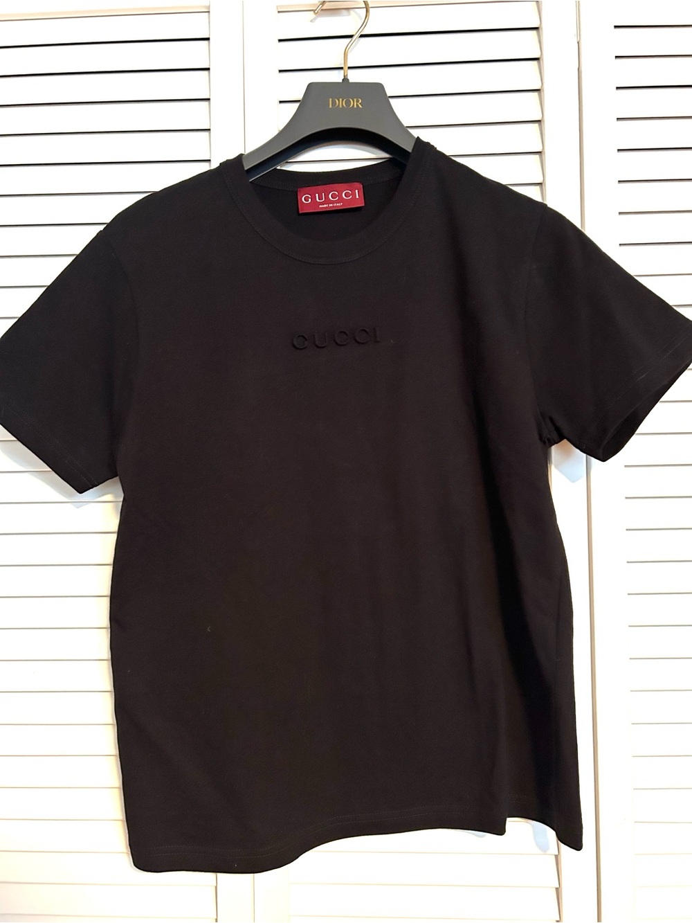 Gucci Black Embossed Logo Short Sleeve Crewneck Tee